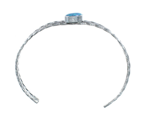 Blue Opal Sterling Silver Native American Cuff Bracelet JX128762